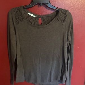 Lace chest long sleeve shirt